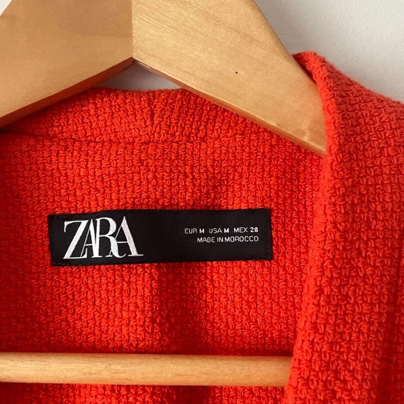 Zara Rhinestone  Jewel Button Blazer & Skirt Set Orange Size Medium Blogger Fav - Picture 10 of 16